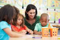 Teacher with elementary students